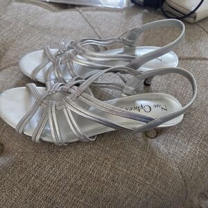 Nue Options Silver Strappy Kitten Heels